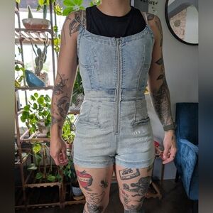 Free people CRVY jean jumpsuit